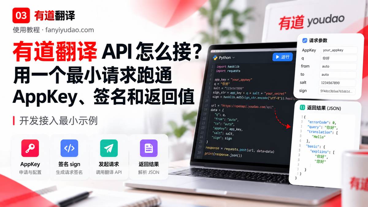 有道翻译 API 怎么接？用一个最小请求验证 AppKey、签名和返回值