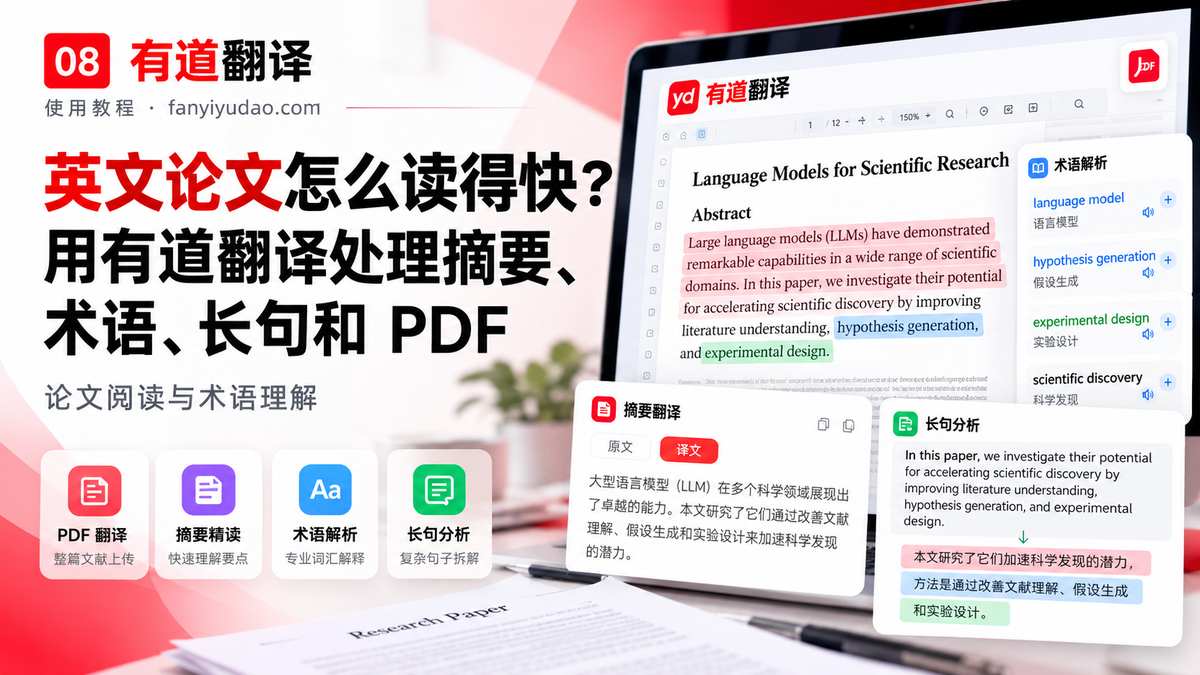 英文论文怎么读得快？用有道翻译处理摘要、术语、长句和 PDF