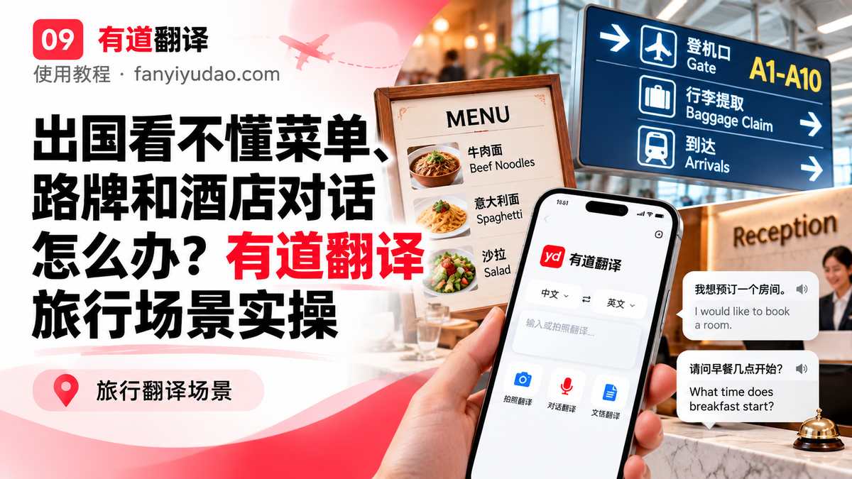 出国看不懂菜单、路牌和酒店对话怎么办？有道翻译旅行场景实操